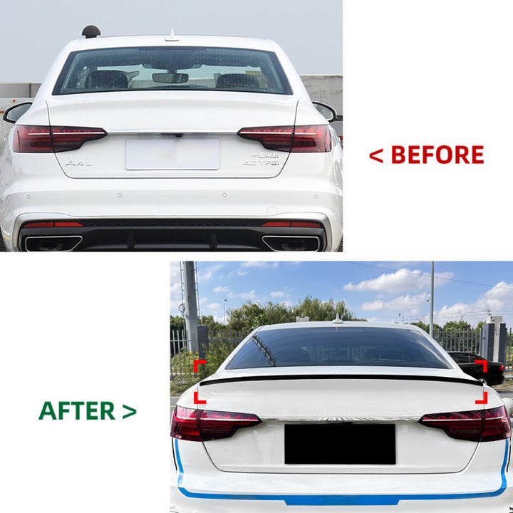 Car Craft Compatible With Audi A4 B9 2017-2024 Rear Trunk Boot Roof Wing Lip Spoiler Splitter Skirts Zst-927 Glossy Black