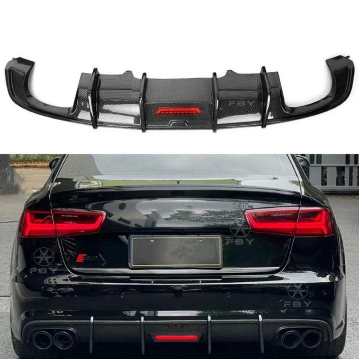 Car Craft Compatible With Audi A6 C6 2012-2015 Rear Bumper Lip Diffuser Skirts Real Carbon Fiber Non-sline Car CC- - CAR CRAFT INDIA