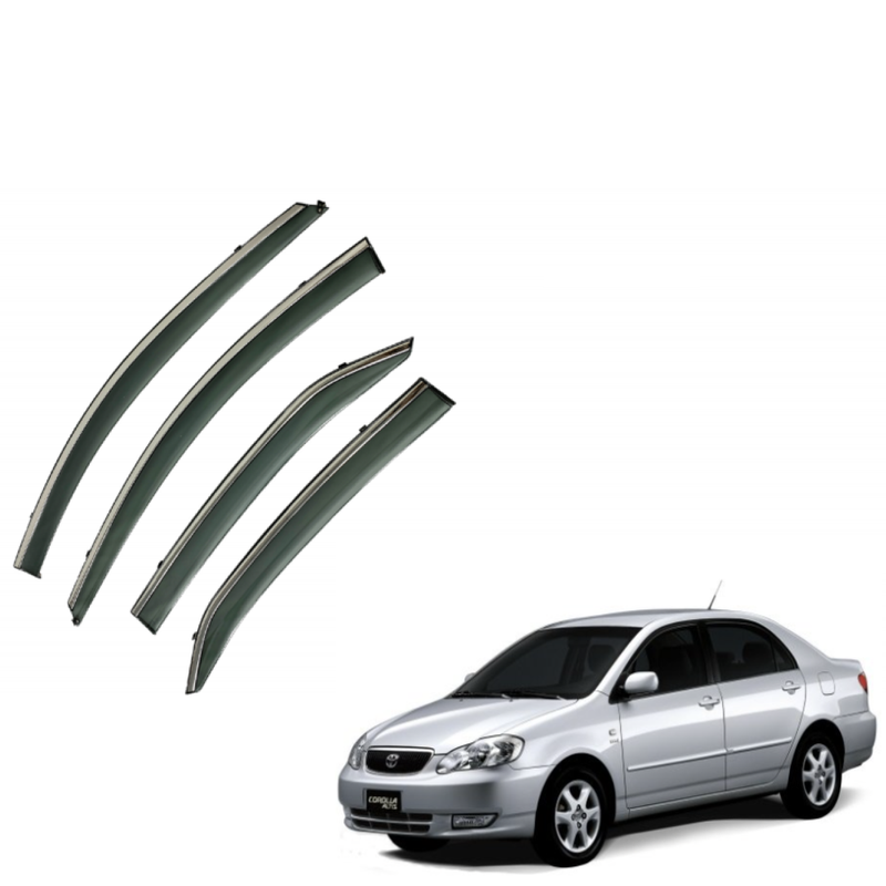 Car Craft Compatible With Toyota Corolla Altis 2004+ Rain Shine Side Window Wind Deflectors Rain Sun Guard Door Visor Doorvisor Deflector Visor Shades Ventvisor Strip Usa CC-7768 - CAR CRAFT INDIA
