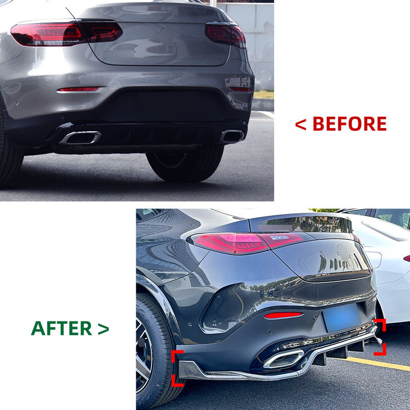 Car Craft Compatible With Mercedes Benz Glc Coupe W254 C254 2024+ Amg Rear Bumper After Lip Diffuser Lip Skirst Splitter Flag Canard Carbon Fiber Look Zst-810 Cf