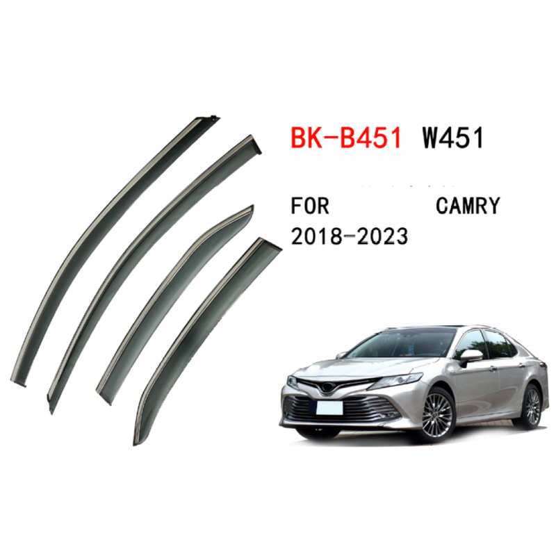 Car Craft Compatible With Toyota Camry 2018-2022 Rain Shine Side Window Wind Deflectors Rain Sun Guard Door Visor Doorvisor Deflector Visor Shades Ventvisor Strip CC-7762 - CAR CRAFT INDIA
