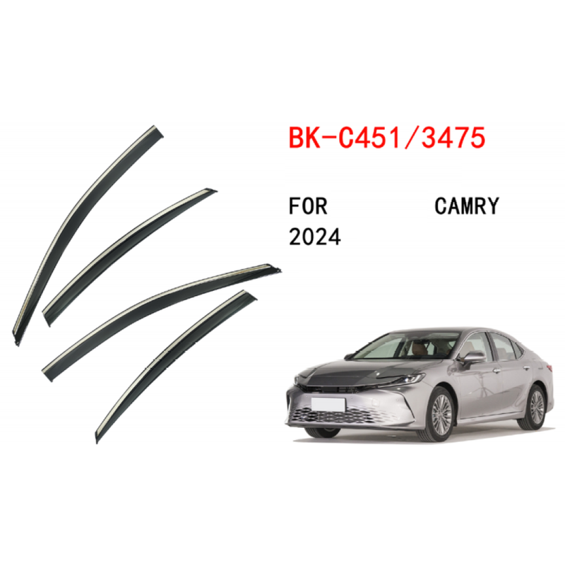 Car Craft Compatible With Toyota Camry 2024+ Rain Shine Side Window Wind Deflectors Rain Sun Guard Door Visor Doorvisor Deflector Visor Shades Ventvisor Strip CC-7761 - CAR CRAFT INDIA