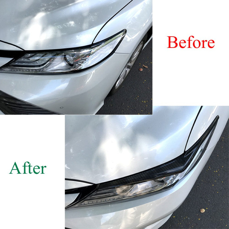 Car Craft Compatible With Toyota Camry 2018+2024 Front Bumper Headlight Light Eyebrows Eyelid Splitter Skirst Canard Carbon Fiber Look Zst-132 Cf USA