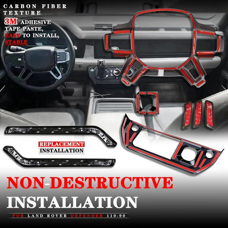 Car Craft Compatible With Range Land Rover Defender 90 110 L663 Lr129997 2020+ Car Interior Trim Set Center Console Aremest Panel Side Trim Strips Steering Cover Piano Carbon Fiber Look - CAR CRAFT INDIA
