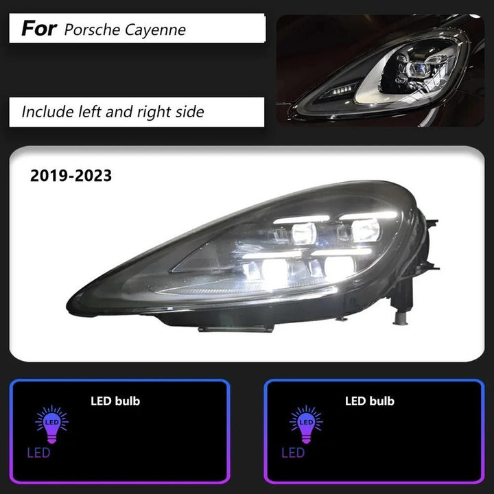 Car Craft Compatible With Porsche Cayenne 2019-2023 Car Front Upgraded Head Light Lamp Xenon Headlight Retrofit Upgrade Matrix Modified Led Drl Hid