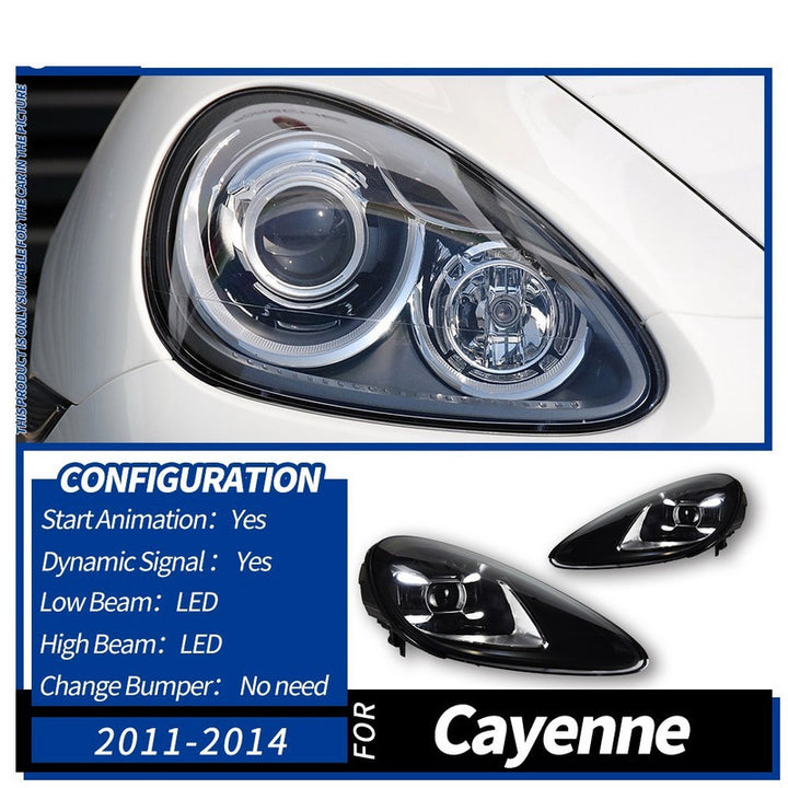 Car Craft Compatible With Porsche Cayenne 2011-2014 Car Front Upgraded Head Light Lamp Xenon Headlight Retrofit Upgrade Matrix Modified Led Drl Hid A