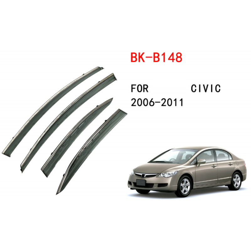 Car Craft Compatible With Honda Civic 2006-2011 Rain Shine Side Window Wind Deflectors Rain Sun Guard Door Visor Doorvisor Deflector Visor Shades Ventvisor Strip CC-7683 - CAR CRAFT INDIA