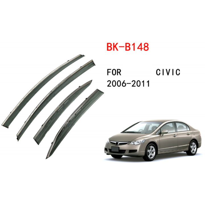 Car Craft Compatible With Honda Civic 2006-2011 Rain Shine Side Window Wind Deflectors Rain Sun Guard Door Visor Doorvisor Deflector Visor Shades Ventvisor Strip CC-7683 - CAR CRAFT INDIA