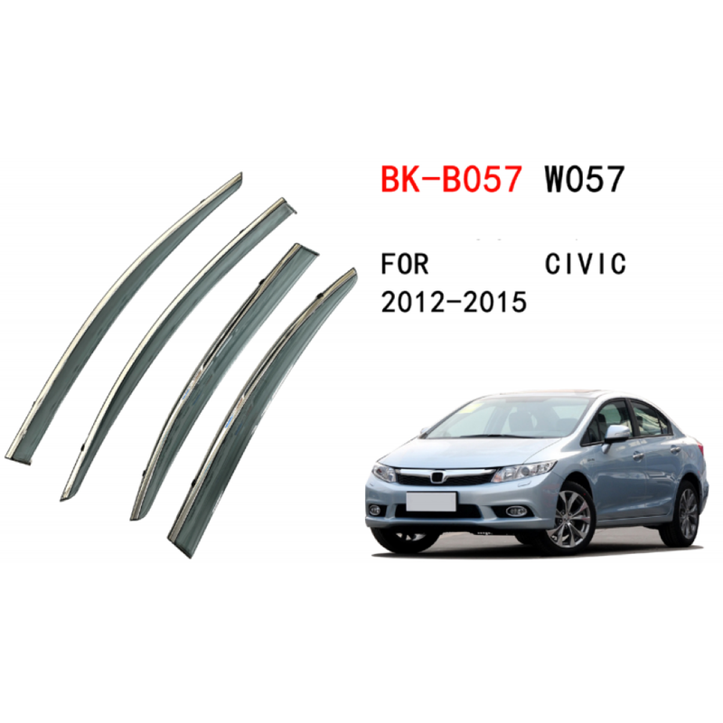Car Craft Compatible With Honda Civic 2012-2015 Rain Shine Side Window Wind Deflectors Rain Sun Guard Door Visor Doorvisor Deflector Visor Shades Ventvisor Strip CC-7684 - CAR CRAFT INDIA