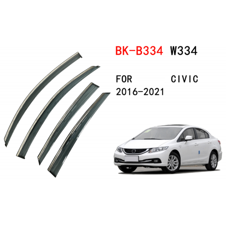 Car Craft Compatible With Honda Civic 2016-2019 Rain Shine Side Window Wind Deflectors Rain Sun Guard Door Visor Doorvisor Deflector Visor Shades Ventvisor Strip CC-7685 - CAR CRAFT INDIA