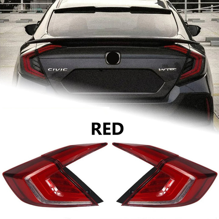 Car Craft Compatible With Honda Civic 10th Gen 2016-2020 Car Rear Upgraded Tail Light Lamp Xenon Taillight Retrofit Upgrade Modified Led Drl Hid B Red