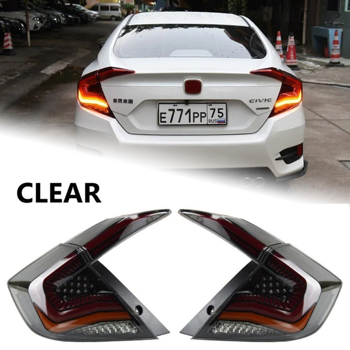 Car Craft Compatible With Honda Civic 10th Gen 2016-2020 Car Rear Upgraded Tail Light Lamp Xenon Taillight Retrofit Upgrade Modified Led Drl Hid C Clear