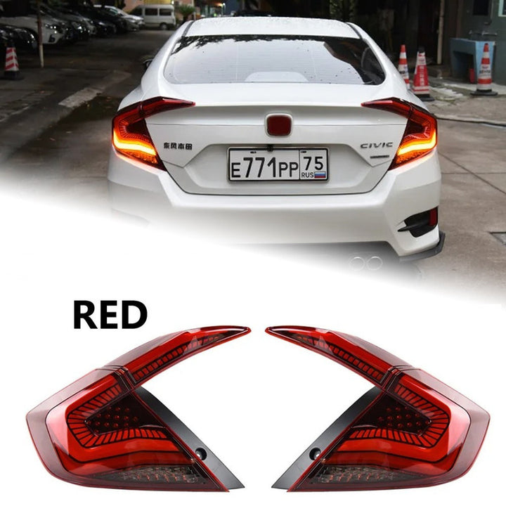 Car Craft Compatible With Honda Civic 10th Gen 2016-2020 Car Rear Upgraded Tail Light Lamp Xenon Taillight Retrofit Upgrade Modified Led Drl Hid C Red