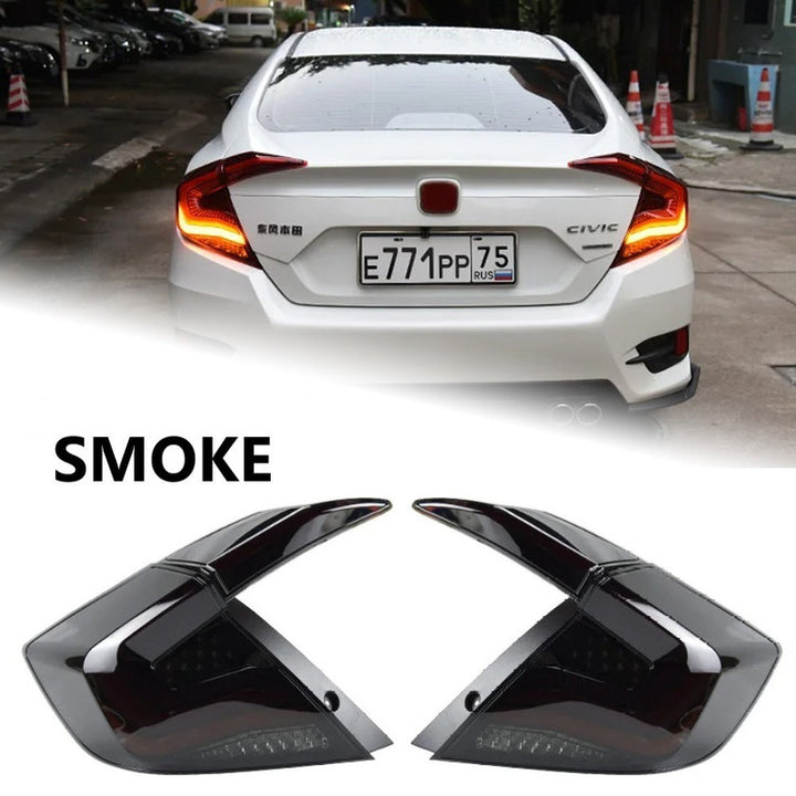 Car Craft Compatible With Honda Civic 10th Gen 2016-2020 Car Rear Upgraded Tail Light Lamp Xenon Taillight Retrofit Upgrade Modified Led Drl Hid C Smoke