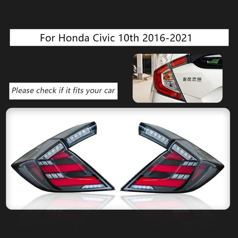 Car Craft Compatible With Honda Civic 10th Gen 2016-2020 Car Rear Upgraded Tail Light Lamp Xenon Taillight Retrofit Upgrade Modified Led Drl Hid D