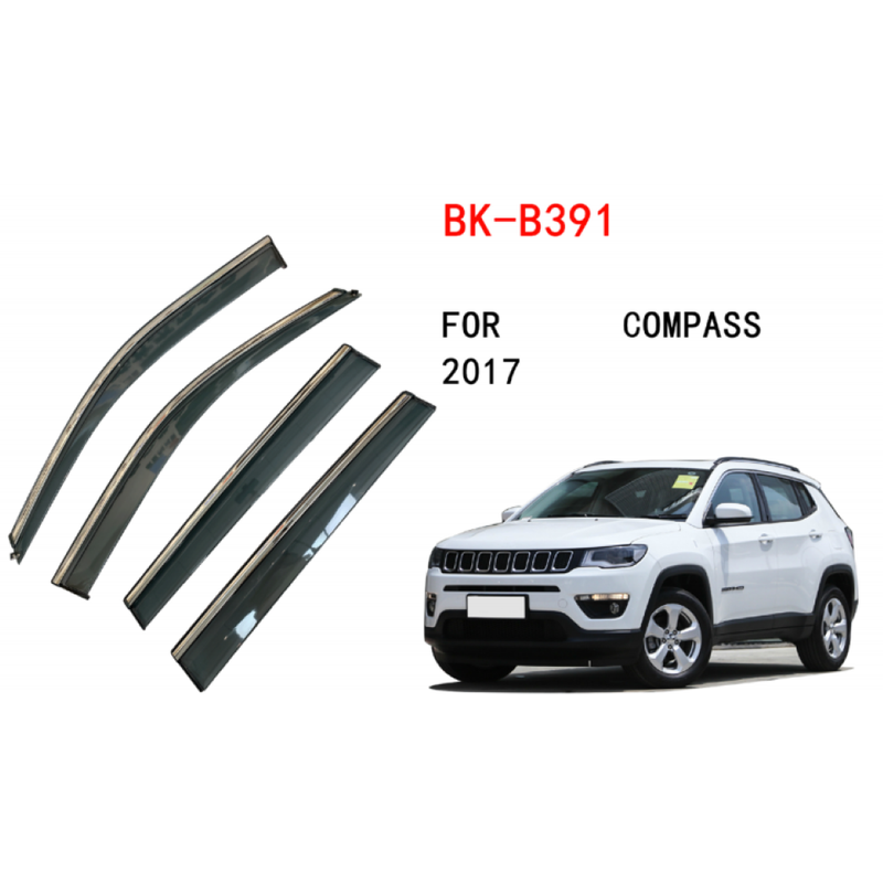 Car Craft Compatible With Jeep Compass 2017+ Rain Shine Side Window Wind Deflectors Rain Sun Guard Door Visor Doorvisor Deflector Visor Shades Ventvisor Strip CC-7703 - CAR CRAFT INDIA