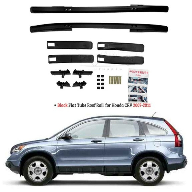 Car Craft Compatible With Honda Crv 2007-2011 Roof Rail Rack Bar Ar-hnda-0139 Bl Black Flat Tube CC-8568 - CAR CRAFT INDIA