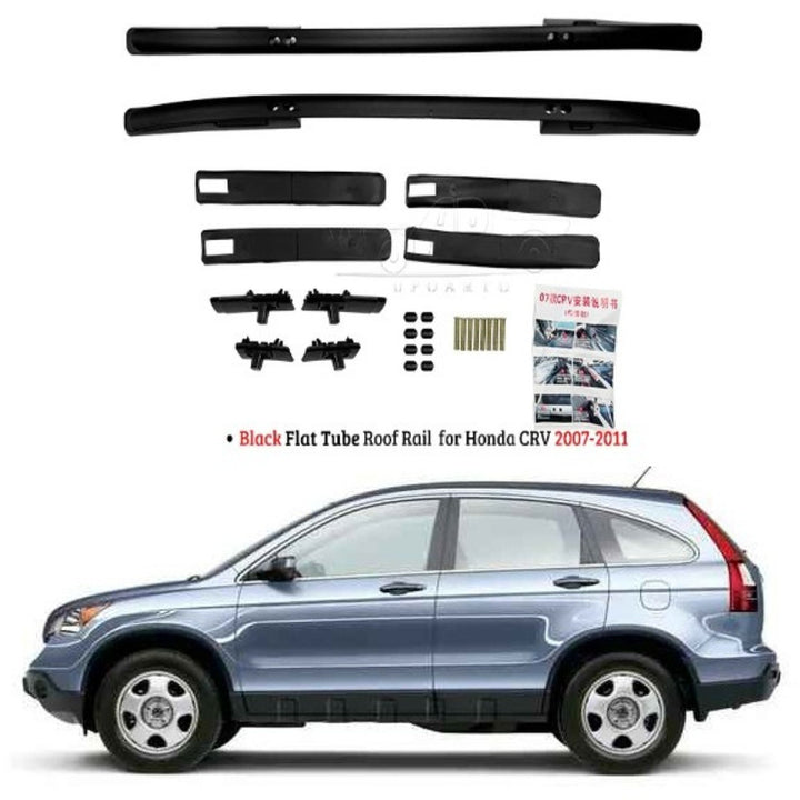 Car Craft Compatible With Honda Crv 2007-2011 Roof Rail Rack Bar Ar-hnda-0139 Bl Black Flat Tube CC-8568 - CAR CRAFT INDIA