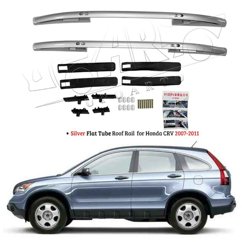 Car Craft Compatible With Honda Crv 2007-2011 Roof Rail Rack Bar Ar-hnda-0139 Sl Silver Chrome Flat Tube CC-8569 - CAR CRAFT INDIA