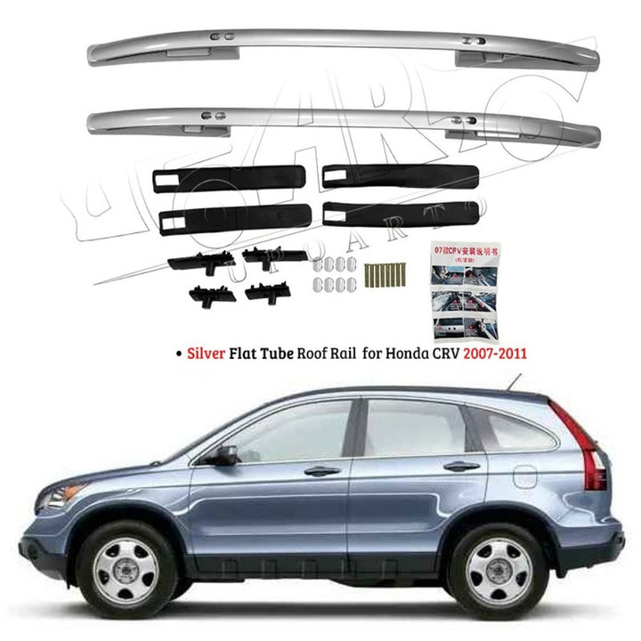 Car Craft Compatible With Honda Crv 2007-2011 Roof Rail Rack Bar Ar-hnda-0139 Sl Silver Chrome Flat Tube CC-8569 - CAR CRAFT INDIA