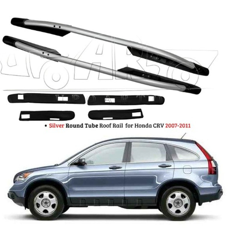 Car Craft Compatible With Honda Crv 2007-2011 Roof Rail Rack Bar Ar-hnda-0136 Sl Silver Chrome Round Tube CC-8567 - CAR CRAFT INDIA