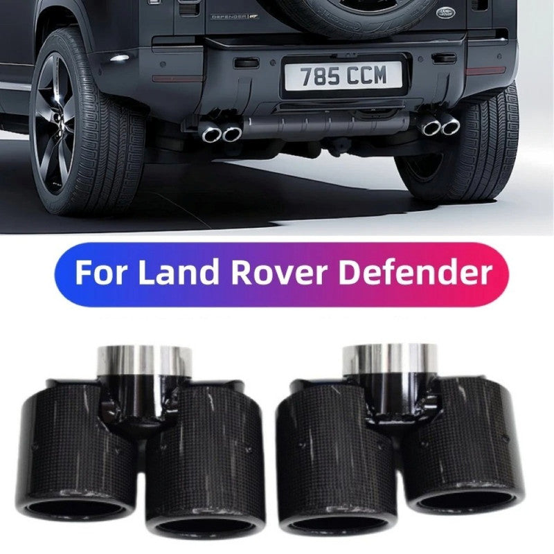 Car Craft Compatible With Range Land Rover Defender 90 110 130 L663 Lr129997 2020+ Car Exhaust Tip Tailpipe Stainless Steel Square Muffler Tip Nozzle Silensor 2.0 Round Carbon Fiber - CAR CRAFT INDIA