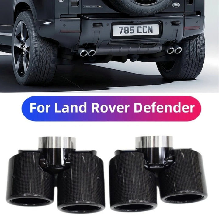 Car Craft Compatible With Range Land Rover Defender 90 110 130 L663 Lr129997 2020+ Car Exhaust Tip Tailpipe Stainless Steel Square Muffler Tip Nozzle Silensor 2.0 Round Carbon Fiber - CAR CRAFT INDIA