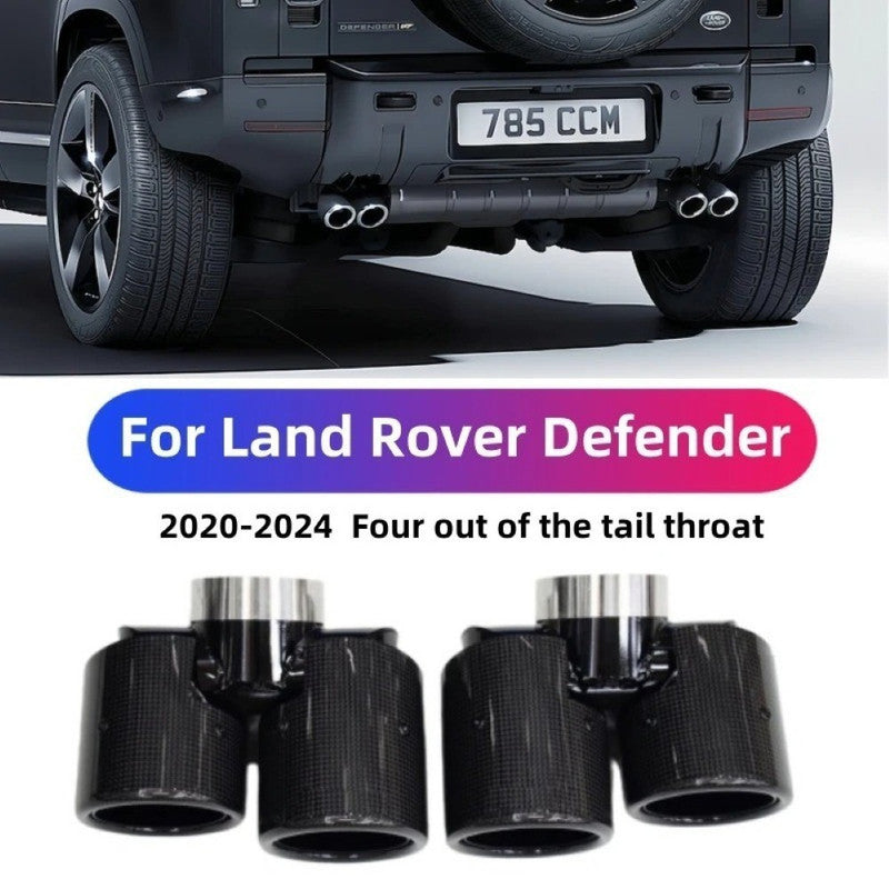 Car Craft Compatible With Range Land Rover Defender 90 110 130 L663 Lr129997 2020+ Car Exhaust Tip Tailpipe Stainless Steel Square Muffler Tip Nozzle Silensor 3.0 Round Carbon Fiber - CAR CRAFT INDIA