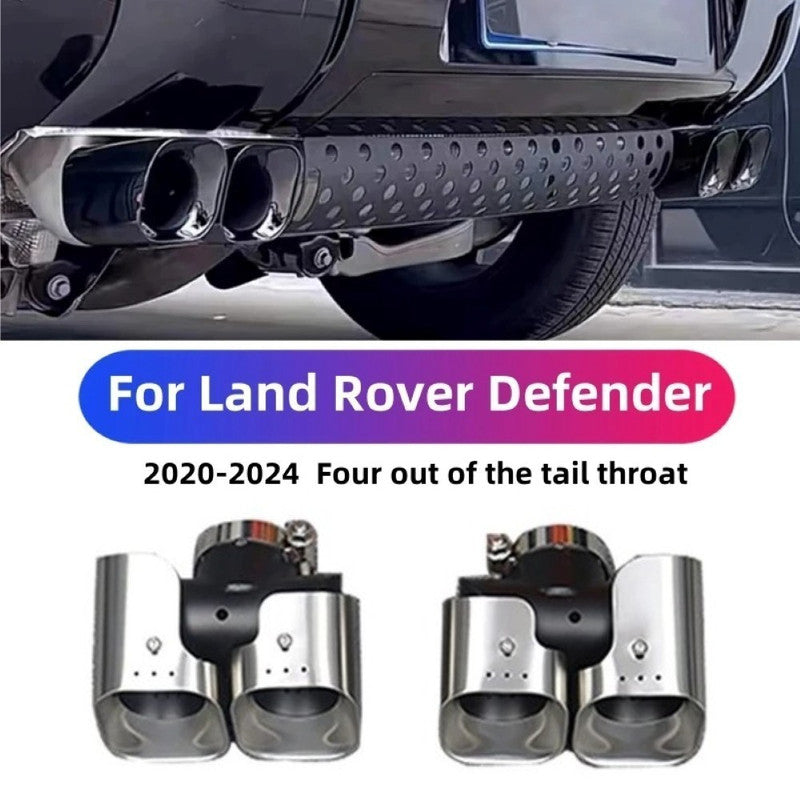 Car Craft Compatible With Range Land Rover Defender 90 110 130 L663 Lr129997 2020+ Car Exhaust Tip Tailpipe Stainless Steel Square Muffler Tip Nozzle Silensor 2.0 Square Khan Style Chrome Silver - CAR CRAFT INDIA