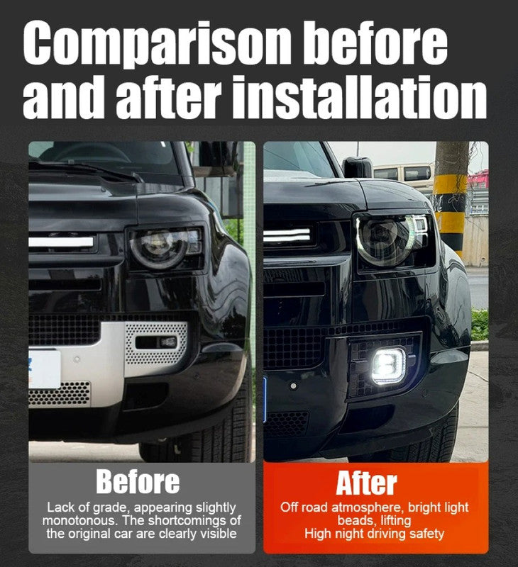 Car Craft Compatible With Range Land Rover Defender 90 110 L663 Lr129997 2020+ Front Bumper Fog Lamp Fog Light Led Cover - CAR CRAFT INDIA