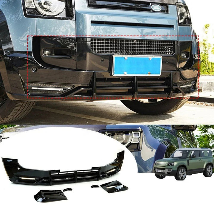 Car Craft Compatible With Range Land Rover Defender 90/110 L663 Lr129997 2020+ Front Bumper Lip Splitter Skirts Splitter 2 Led - CAR CRAFT INDIA