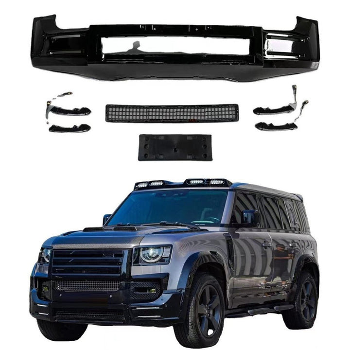 Car Craft Compatible With Range Land Rover Defender 90 110 130 L663 Lr129997 2020+ Front Bumper Lip Splitted Skirts Led Lumma Style - CAR CRAFT INDIA