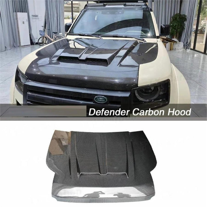 Car Craft Compatible With Range Land Rover Defender 90 110 130 L663 Lr129997 2020+ Front Hood Bonnet Carbon Fiber - CAR CRAFT INDIA