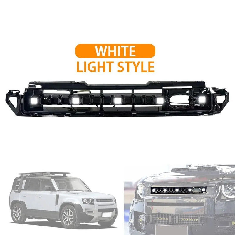 Car Craft Compatible With Range Land Rover Defender 90 110 130 2020+ Front Bumper Show Led Grille With Light Octa Style White