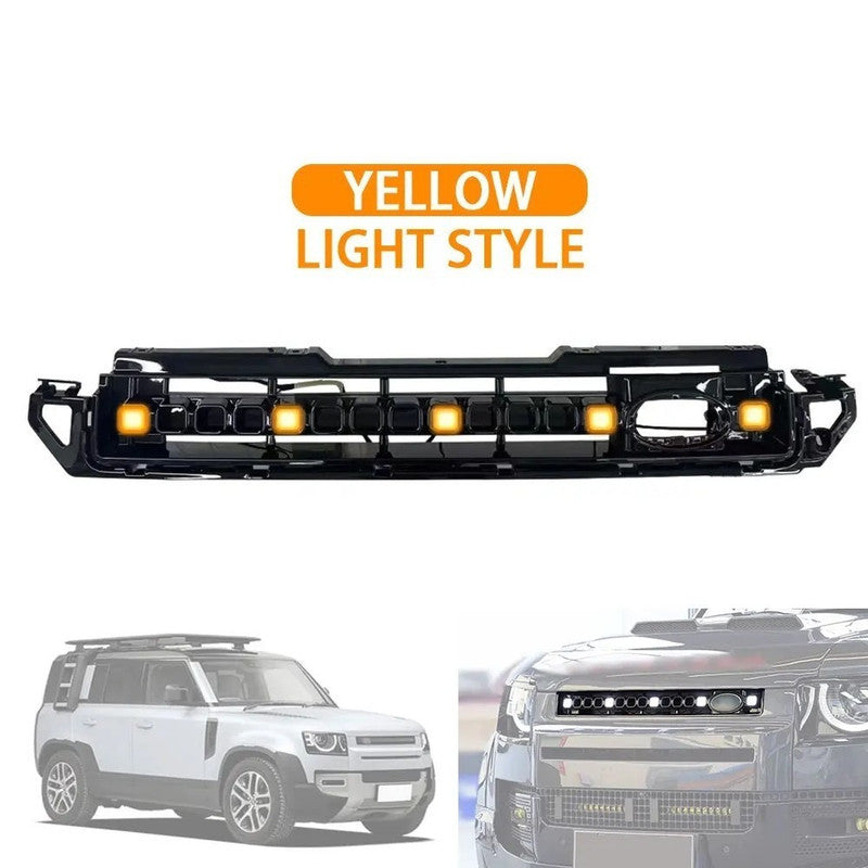 Car Craft Compatible With Range Land Rover Defender 90 110 130 2020+ Front Bumper Show Led Grille With Light Octa Style Yellow