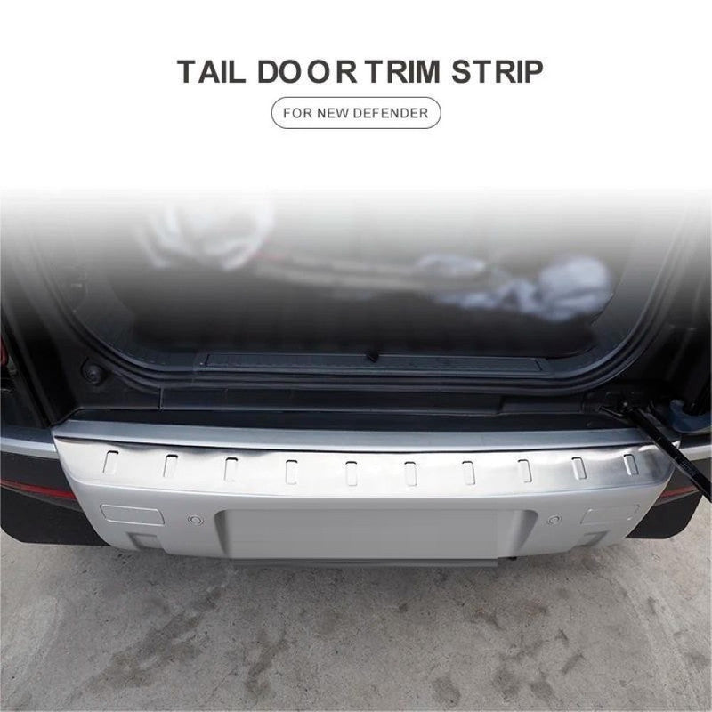 Car Craft Compatible With Range Land Rover Defender 90/110 L663 Lr129997 2020+ Rear Bumper Chrome Trim Strip Plate - CAR CRAFT INDIA