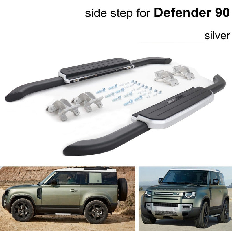 Car Craft Compatible With Range Land Rover Defender 90 L663 Lr129997 2020+ Non-slip Fixed Side Step Running Board Silver 2 Door - CAR CRAFT INDIA