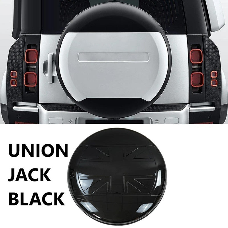 Car Craft Compatible With Range Land Rover Defender 90 110 L663 Lr129997 2020+ Rear Trunk Spare Wheel Tire Guard Protective Cover Union Jack Black Flag - CAR CRAFT INDIA