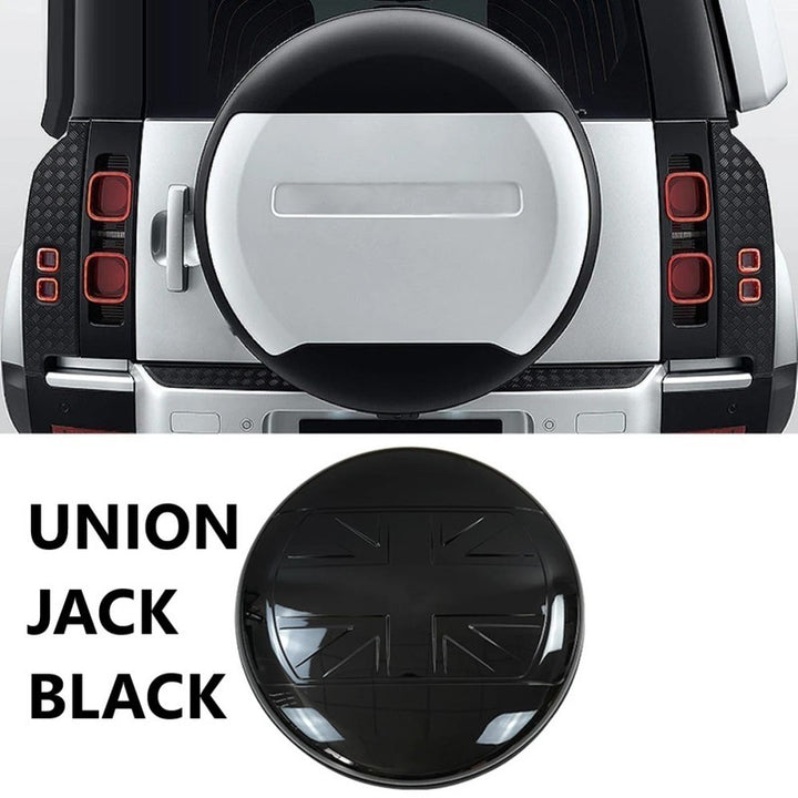 Car Craft Compatible With Range Land Rover Defender 90 110 L663 Lr129997 2020+ Rear Trunk Spare Wheel Tire Guard Protective Cover Union Jack Black Flag - CAR CRAFT INDIA