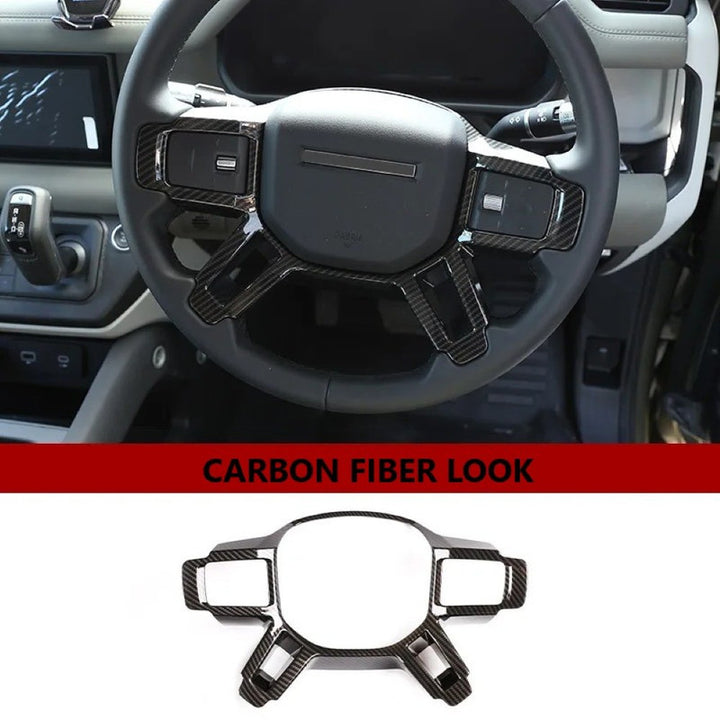 Car Craft Compatible With Range Land Rover Defender 90 110 130 L663 Lr129997 2020+ Steering Wheel Trim Cover Frame Stick On Style Carbon Fiber Look - CAR CRAFT INDIA