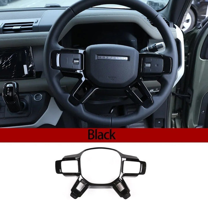 Car Craft Compatible With Range Land Rover Defender 90 110 130 L663 Lr129997 2020+ Steering Wheel Trim Cover Frame Stick On Style Glossy Black - CAR CRAFT INDIA