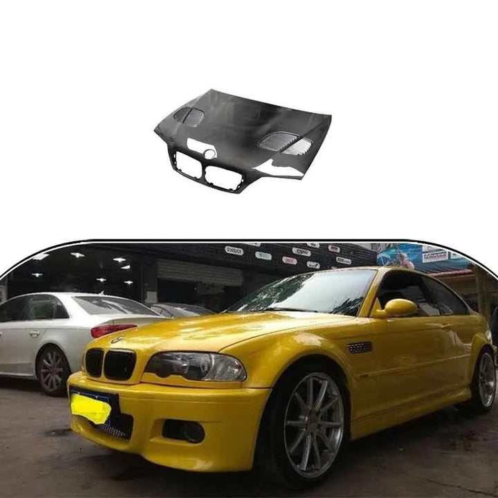 Car Craft Compatible With Bmw 3 Series E46 1999-2005 Front Bonnet Hood Real Carbon Fiber CC-8550