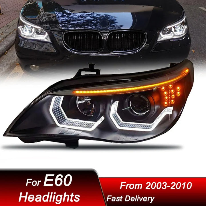 Car Craft Compatible With Bwm 5 Series E60 2007-2009 Car Front Upgraded Head Light Lamp Xenon Headlight Retrofit Upgrade Modified Led Drl Hid B