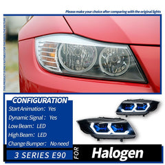 Car Craft Compatible With Bmw 3 Series E90 2008-2012 Car Front Upgraded Head Light Lamp Xenon Headlight Retrofit Upgrade Modified Led Drl Hid Laser Style 2 For Helogen Car - CAR CRAFT INDIA