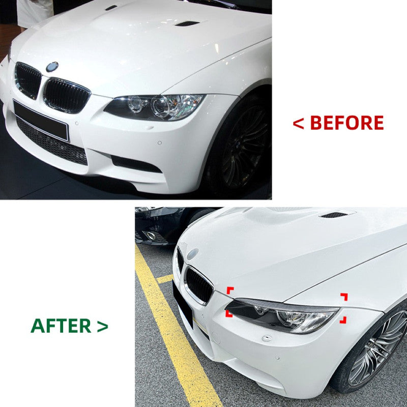 Car Craft Compatible With Bmw 3 Series Lci E90 E91 E92 2007-2011 Headlight Lamp Eyebrow Eyelids Splitter Skirst Carbon Fiber Look Zst-534 Cf