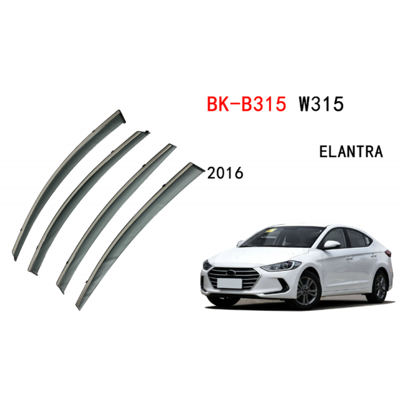 Car Craft Compatible With Hyundai Elantra 2016+ Rain Shine Side Window Wind Deflectors Rain Sun Guard Door Visor Doorvisor Deflector Visor Shades Ventvisor Strip CC-7699 - CAR CRAFT INDIA