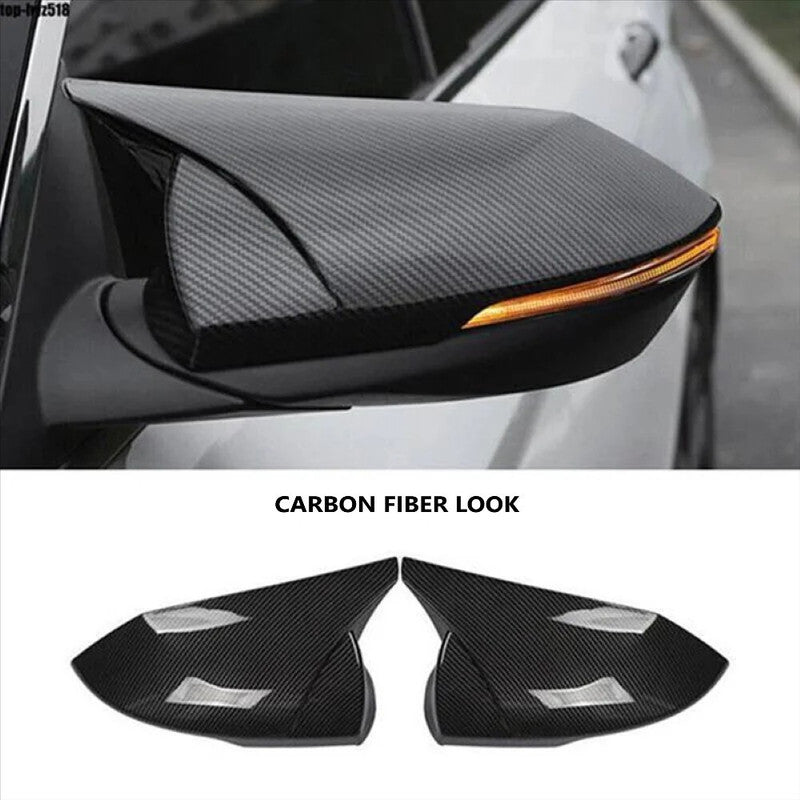 Car Craft Compatible With Hyundai Elantra 2021+ Side Rear View Mirror Cover Cap Paste Style Ar-mr-045 Cf Carbon Fiber Look CC-8577 - CAR CRAFT INDIA