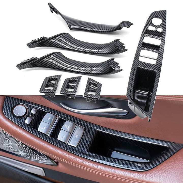Car Craft Compatible With Bmw 5 Series F10 2010-2017 Car Interior Door Armrest Inside Pull Handle Inner Full Set Carbon Fiber 25874 25847l 25848r 25889l 25890r In Cf Rhd Model A CC-7874 - CAR CRAFT INDIA