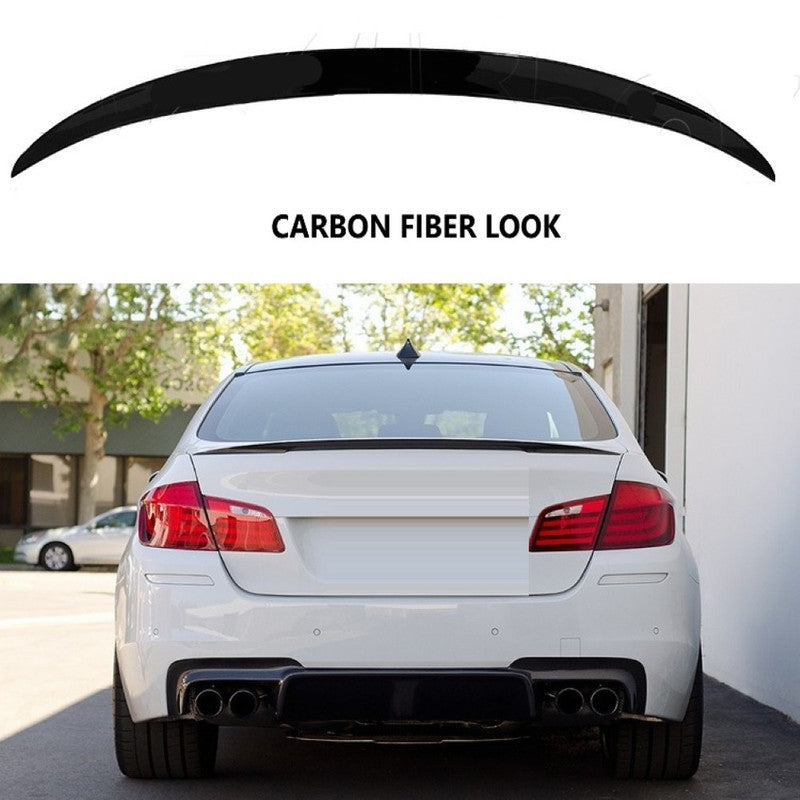 Car Craft Compatible With Bmw 5 Series F10 2010-2017 Rear Trunk Wing Boot Spoiler Lip Splitter Skirt P Style Carbon Fiber Look CC-8593 - CAR CRAFT INDIA