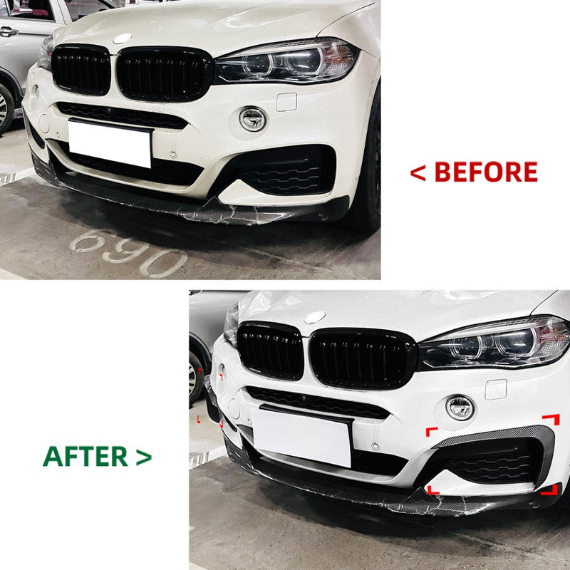 Car Craft Compatible With Bmw X6 F15 2014-2019 Front M Sports Bumper Fog Lamp Light Air Intake Wind Knife Trim Skirts Canard Splitters Carbon Fiber Look Zst-636 Cfl